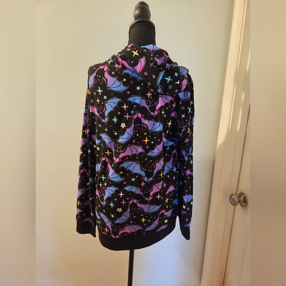 Colorful Bat Print Women's Hoodie - Picture 6 of 8